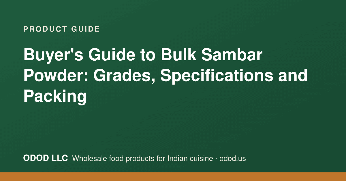 Bulk sambar powder in a 25 kg lined kraft bag beside coriander seed, dried red chilli and roasted dal