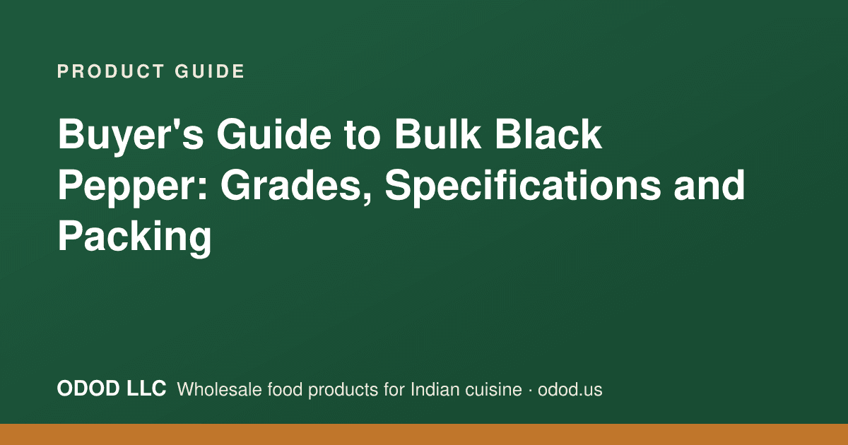 Bulk black peppercorns in a multiwall paper bag with specification labels