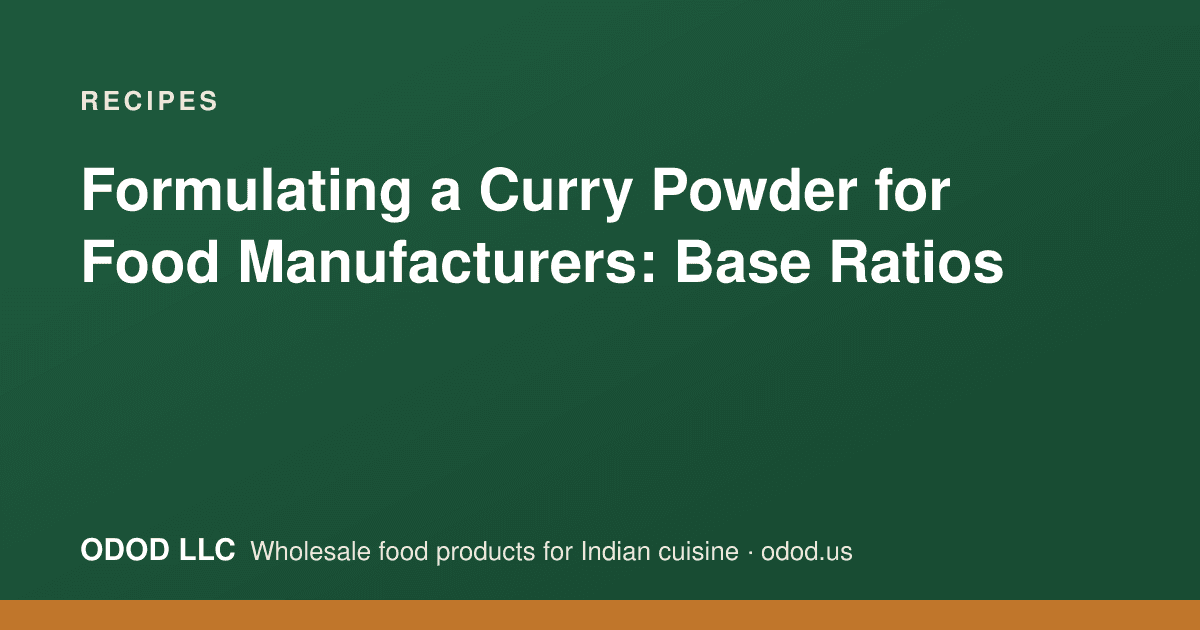 Bowls of ground spices arranged for a curry powder base ratio formulation