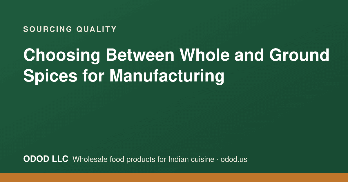 Whole spices and ground spice powder side by side in a manufacturing facility