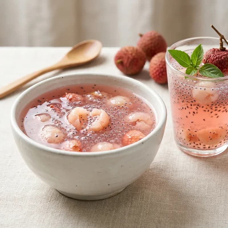 Basil Seed Drink Juice – Lychee Flavor (illustrative image)