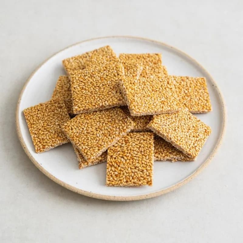 Chikki Til Pista Elaichi / Sesame Pistachio Cardamom Chikki