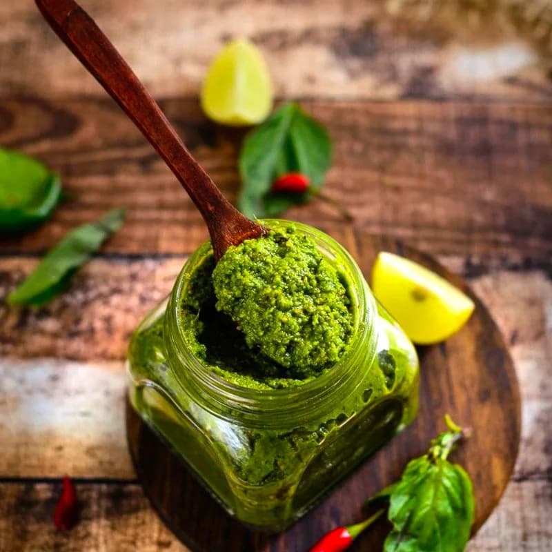 Green Chilli Sauce / Green Chili Sauce / Spicy Green Condiment